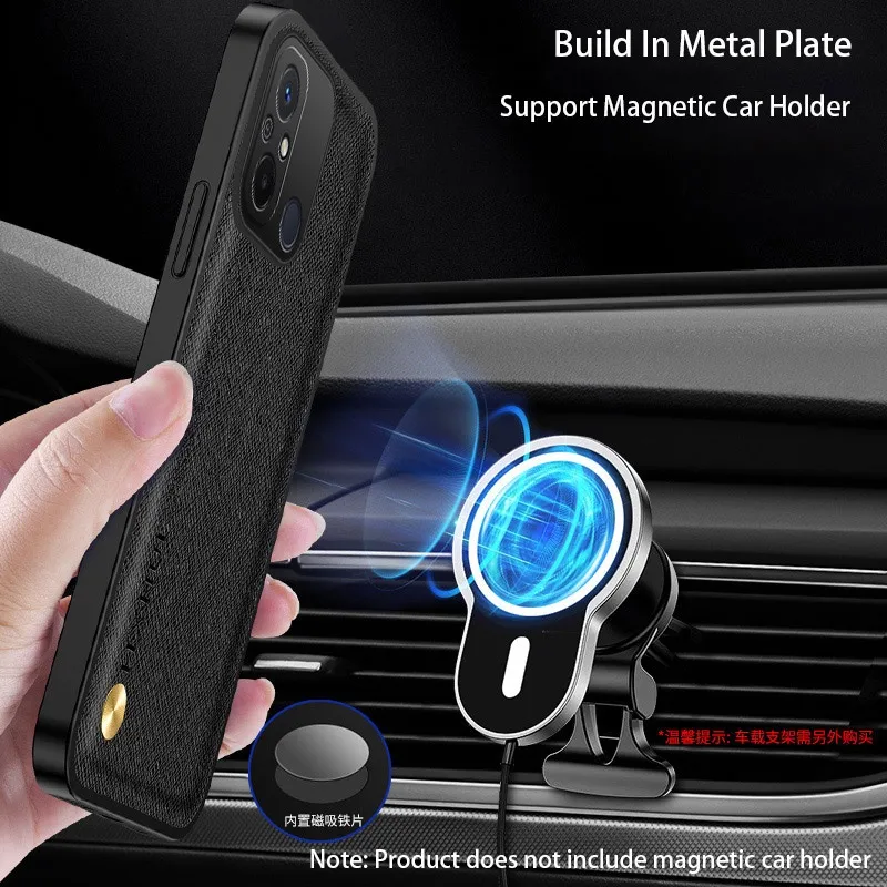 xiomi 11t pro case leather texture car magnetic holder cover for
