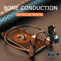 VITOG Bone Conduction หูฟังบลูทูธไร้สายกีฬาชุดหูฟังแฮนด์ฟรีลดเสียงรบกวนหูฟังพร้อมไมโครโฟน