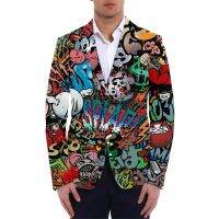 ZZOOI Mens Jacket Slim office Design Male Coat Fashion Suits 3D graffiti Clothing Street style Casual Men Oversize Jackets supplier