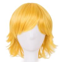 Cosplay Wig Fei Show Synthetic Heat Resistant Short Wavy Hair Costume Cosplay Halloween Carnival Events Party Yellow Hairpiece