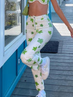 Flower Printed White Trendy Pants Spring 2022 Womens Fashion Casual Trousers Y2k Street Style Bottoms