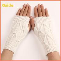 OSIDE ครึ่งนิ้ว ถุงมือสำหรับข้อมือ อาร์ไกล์ ถักนิตติ้ง ถุงมือไร้นิ้ว ของใหม่ เครื่องอุ่นข้อมือ ถุงมือกันหนาว เด็กหญิงเด็กชาย