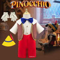 ชายหญิง Pinocchio คอสเพลย์เครื่องแต่งกายฮาโลวีนตลกวันเกิดเสื้อผ้าเด็กตัวอักษรหุ่นหมวกและถุงมือเสื้อผ้า Set