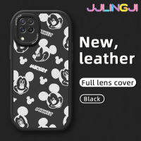 Jlingji เคสปลอกสำหรับ Samsung A22 4G M22 A22 5G A23 A21s A13กระแสแฟชั่นลายมิกกี้เมาส์ใหม่หนังดีไซน์ใหม่โทรศัพท์ดีไซน์ด้านข้างฝาครอบ Lensa Kontak กล้องแบบบางป้องกันเคสกันกระแทก