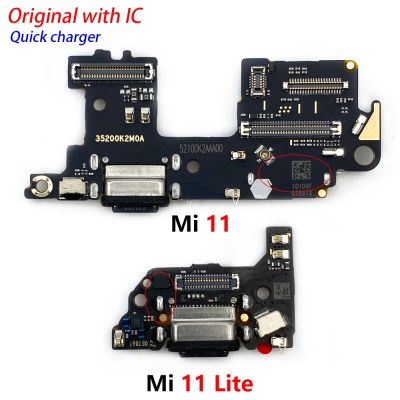 vfbgdhngh Original USB Charge Board Port Connector Mic Dock Charging Flex Cable For Xiaomi MI 11 Lite With Microphone Repair Parts
