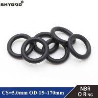 10Pcs NBR O Ring Seal Gasket CS 5mm OD 15~170mm Nitrile Butadiene Rubber Spacer Oil Resistance Washer Round Shape Black Bar Wine Tools