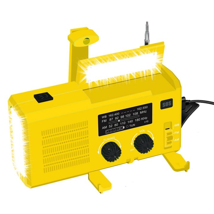 solar-power-emergency-am-fm-radio-outdoor-hand-crank-generator-4000mah-with-flashlight-phone-charger