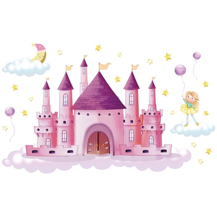 leaves-zsz2884-cartoon-pink-the-creative-castle-walls-sitting-room-the-bedroom-of-children-room-background-wall-decorative-stickers