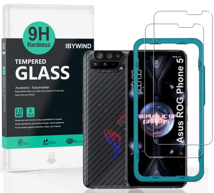 Ibywind Rog Phone 5 / 5 Pro / 5S / 5S Pro / 5 Ultimate【2PCS Pack】Tempered Glass Screen Protector With Easy Install Kit