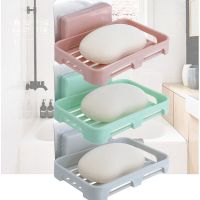 Wall Mounted Soap Dishes Box Bathroom Shower Soap Holder Toiletries Organizer Kitchen Storage Rack For Bath Bathroom Supplies Soap Dishes
