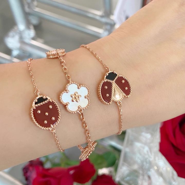 new-2023-trend-european-hot-selling-brand-rose-gold-bracelet-women-white-fritillaria-lucky-flower-spring-ladybug-luxury-jewelry