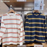 GMP UNIQLO Nana ควรใส่ห้องลองเสื้อเสื้อยืดลายทางหลวมๆลำลองของผู้ชาย/ผู้หญิงแขนยาว457903ด้านล่างของคอกลม