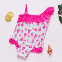 2-10Y Toddler Baby Girls swimwear one piece Girls swimsuit Icecream print Children Swimwear High quality Kids Beach wear-ST219