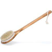 New 1PC Long Wooden Handle Bath Body Brush Removable Bristle Exfoliating Dry Skin Back Scrubber Shower Cleaning Massager