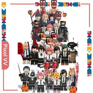 KT1067 Chainsaw Man Anime Denji Pochita Power Electric Times Beam Tolka  Angel Building Blocks Mini-Figures Kids Toys