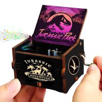 New Antique carved Wooden Hand Crank Music Box Jurassic Park Music Box Queen you are my sunshine Halloween Decor Christmas Gift
