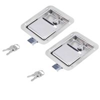 Hardware 2 Pack Stainless Steel Paddle Latch With Lock &amp; Key - Flush Single Point Handle For Door Trailer RV