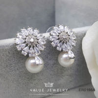 Value Jewelry ER0166 กว้าง1.7cmยาว2.5cm เครื่องประดับเพชรCZ เกรดพรีเมี่ยม หนีบ ห่วง ระย้า คริสตัล เพชร  สร้อยข้อมือ สร้อยคอ แหวน