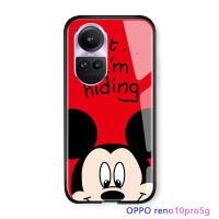 การ์ตูน Serpens สำหรับ OPPO Reno10 Pro 5G สำหรับเด็กผู้หญิงมิกกี้มินี่โดนัลด์หมีพูเป็ดเคสมันวาวกระจกเทมเปอร์ปลอกฝาหลัง