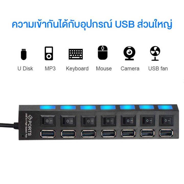 ช่องต่อ-usb-2-0-แบบ-4-7-ช่อง-4-7-port-high-speed-usb-2-0-hub-พร้อมสวิทช์-ใช้กับเเฟลตได-เมาส์-คีย์บอร์ด-สีดำ