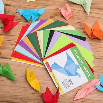 Bubu Origami Paper Double Sided Color - 200 Sheets - 20 Colors - 6 inch Square Easy Fold Paper for Beginner