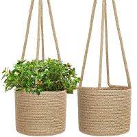 Woven Rope Hanging Planter Basket Macrame Flower Pot Plant Holder Hanger Storage Organizer for Courtyard Garden Decor