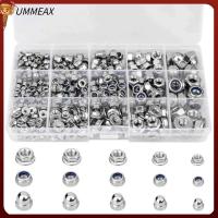 UMMEAX 385Pcs M3/4/5/6/8 ชุดน็อตเมตริก ขนาดต่างๆ 304สแตนเลสสตีล น็อตล็อคไนลอน น๊อตฮาร์ดแวร์ ชุดน็อตหกเหลี่ยม ผู้ใช้ระดับมืออาชีพ