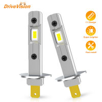 Drivevision 2ชิ้น LED หลอดไฟ H1 LED ไฟหน้ามินิขนาดการออกแบบไร้สาย F anless สำหรับรถยนต์หลอดไฟ LED CSP ชิป S 13000LM สีขาว