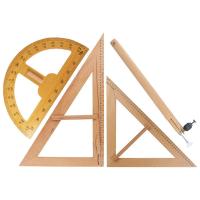 Wood Maths Geometry Set,Compass, Triangle Ruler Stationery for Teachers Draftsman Chalkboard Engineers Drafting