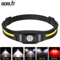 BORUiT GT30 LED Headlamp Lnligent Induction Headlights Silicone Head Flashlight USB-C Rechargeable Lights For Camping Walking