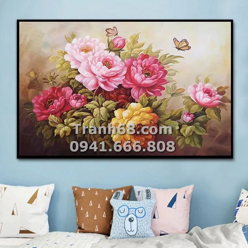 Tranh Thêu Chữ Thập Về Tự Thêu Thêu Kín Hoa Mẫu Đơn 75X50Cm | Lazada.Vn