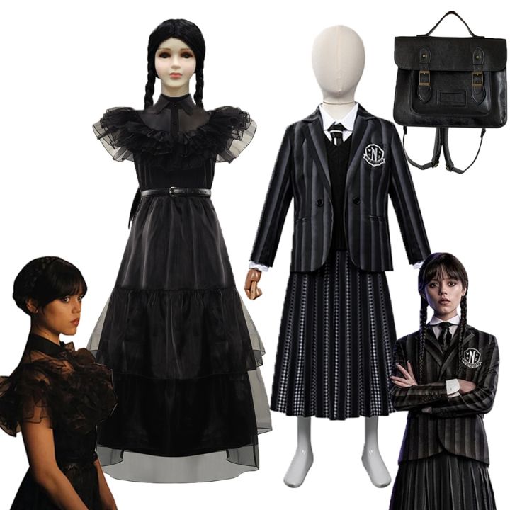 Wednesday Addams Wednesday Cosplay Costume Outfits Halloween Carnival Party  Suit