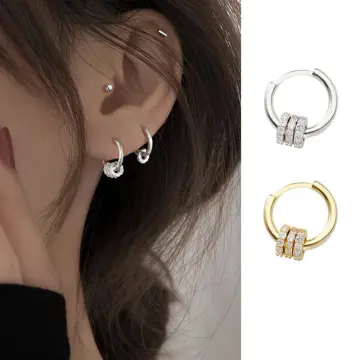Amazon.com: Gold Hoop Earring, Gauged Earrings for Women Simple O Shape  Paved with Zirconia Round Shape Cartilage Jewelry for Birthday Party:  Clothing, Shoes & Jewelry