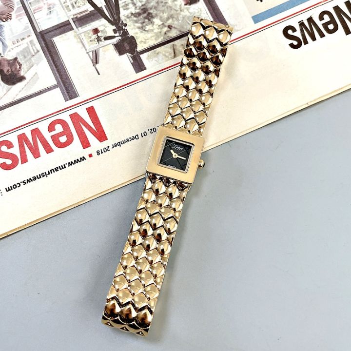 new-female-fashion-square-watch-live-web-celebrity-socialite-brand-counters-authentic-ms-steel-strip-waterproof