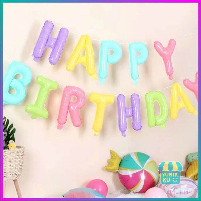 BALON TULISAN HAPPY BIRTHDAY BANNER GANTUNG | Lazada Indonesia