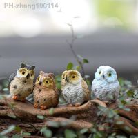 M5TF Miniature Resin Night Owl Figurine Fairy Garden Mini Animal Statue Toy for Micro Landscape Pots Moss Terrarium Decor