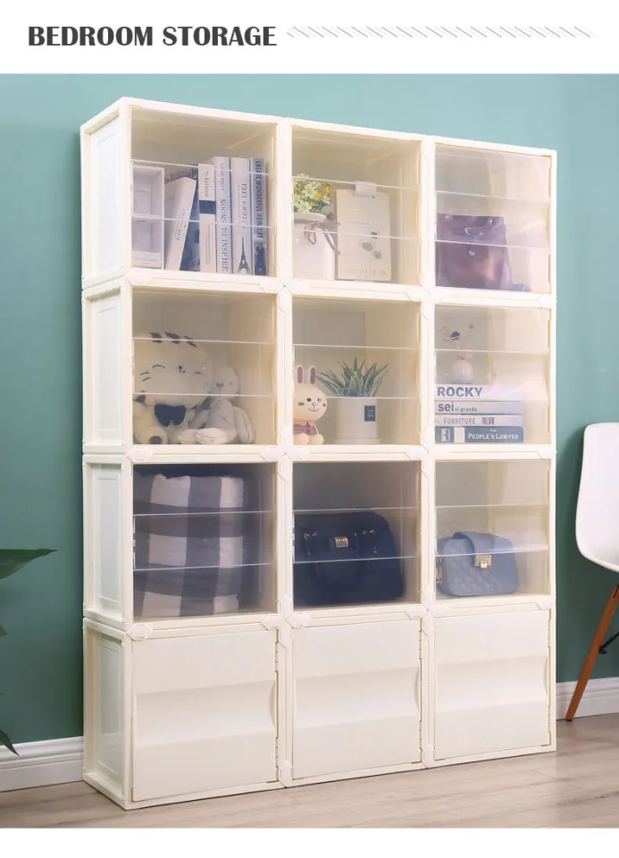 Beige Color Stackable Storage Box/ DIY Modular Cube Storage Cabinet