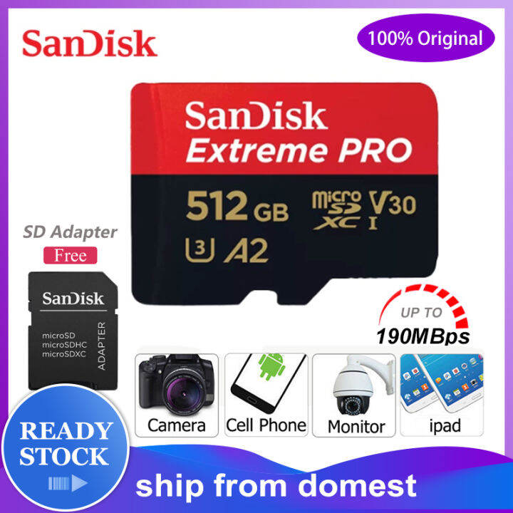 Sandisk memory micro sd card extreme pro / 512 256 128 64 GB /SDXC ...