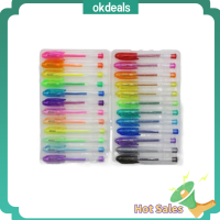 OKDEALS 24แพ็ค ปากกาเจลกากเพชรขนาดเล็ก พลาสติกทำจากพลาสติก 24สี Journaling ออฟฟิศสำหรับทำงาน