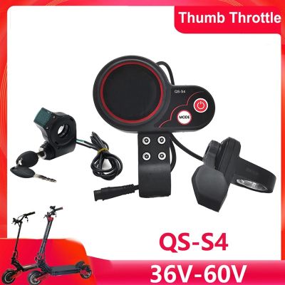 QS-S4 36V-60V Thumb Throttle LCD Display Kit+Ignition Lock Key Long Cable For Zero 8 9 10 8X 10X Electric Scooter 6PIN Parts Accessories
