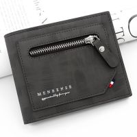 New Mens wallet Fashion PU leather stitching design wallet Zipper coin pocket Tri-fold short brand wallet Mens business wallet Wallets