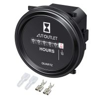 Mechanical Round Hour Meter Gauge AC/DC 6V-80V Quartz Hour Meter 2 Inch Hourmeter for Boat Auto ATV Snowmobile Lawn Mower