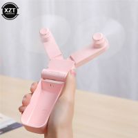 Mini Handheld Double Head Electric Fan USB Rechargeable Adjustable Portable Foldable Lovely Mini Foldable Fan for Travel