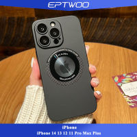 EPTWOO เคสชาร์จไร้สาย Magsafe สำหรับ iPhone 14 13 12 11 Pro Max Plus โรงแรมหรูในกรณีแม่เหล็กโทรศัพท์พร้อมโลโก้กลวงในตัวกระจกนิรภัยป้องกันเลนส์แข็งกันแรงกระแทกเคลือบฝาครอบด้านหลัง