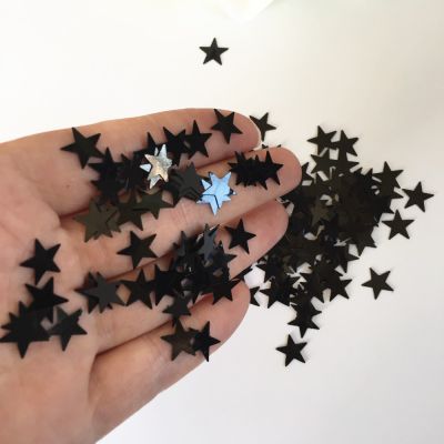 Wedding anniversary engagement aged birthday party 50g 10mm Stardust Black Stars Table Confetti Sprinkles