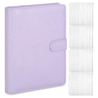 2X A5 Leather Notebook Binder with 32Pc A5 Plastic Binder Pockets,Budget Envelope System,A5 Budget Planner Binder Cover