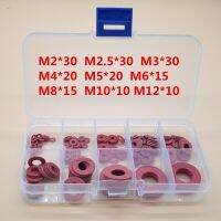 180Pcs/Set M2 M2.5 M3 M4 M5 M6 M8 M10 M12 Steel Flat Pad Insulation Washer Red Paper Meson Gasket Spacer Insulating Spacers Kit