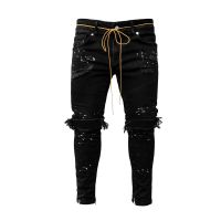 【YD】 Ripped Hole Jeans for Men Hip Hop Pant Distressed Denim Clothing vintage denim Trousers