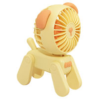 Mini Decoration Fans Cute Pet Dog Rechargeable USB Small Electric Fan Student Dormitory Decoration Fan Yellow