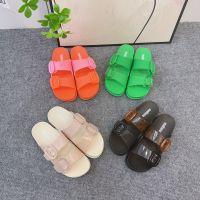 【Ready Stock】Newmelissa-parallel bars double buckle slippers Candy-colored womens shoes Beach slippers are sweet.